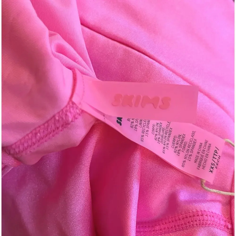 Skims XXS Shine Swim T-Shirt In Taffy Bubblegum Hot Pink Neon Brand NEW NWT